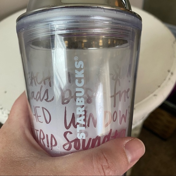 STARBUCKS Pink Frosted Frappuccino Lover Domed Lid 2014 16oz Plastic Cold Cup - Picture 3 of 6